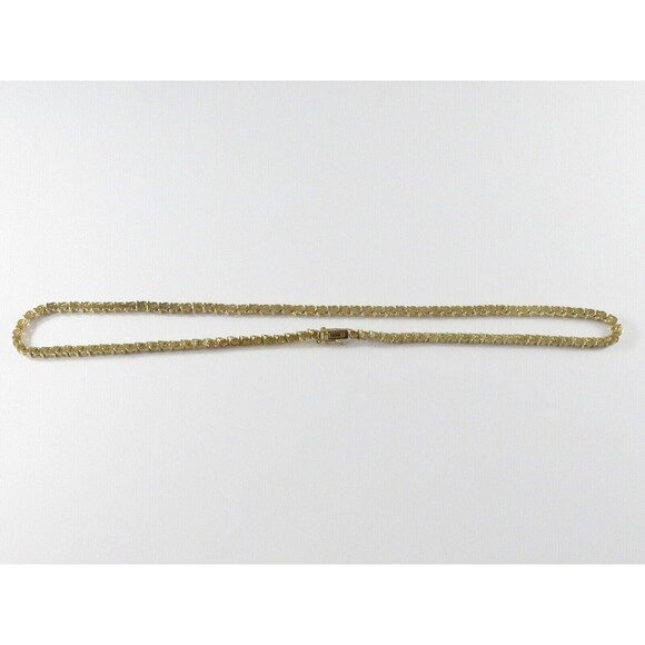 18" TL Sterling Silver Box Link Gilded Gold & Etched Metal Necklace Heavy - Picture 9 of 15